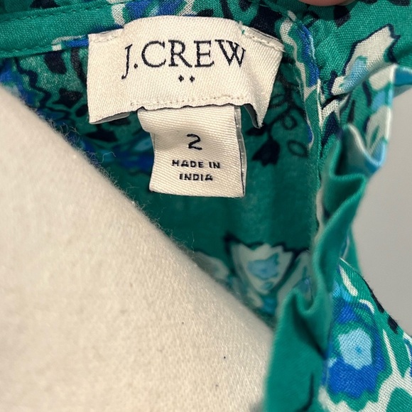 J. Crew Factory floral Printed ruffleneck puff-sleeve cotton midi dress size 2 - Picture 10 of 12